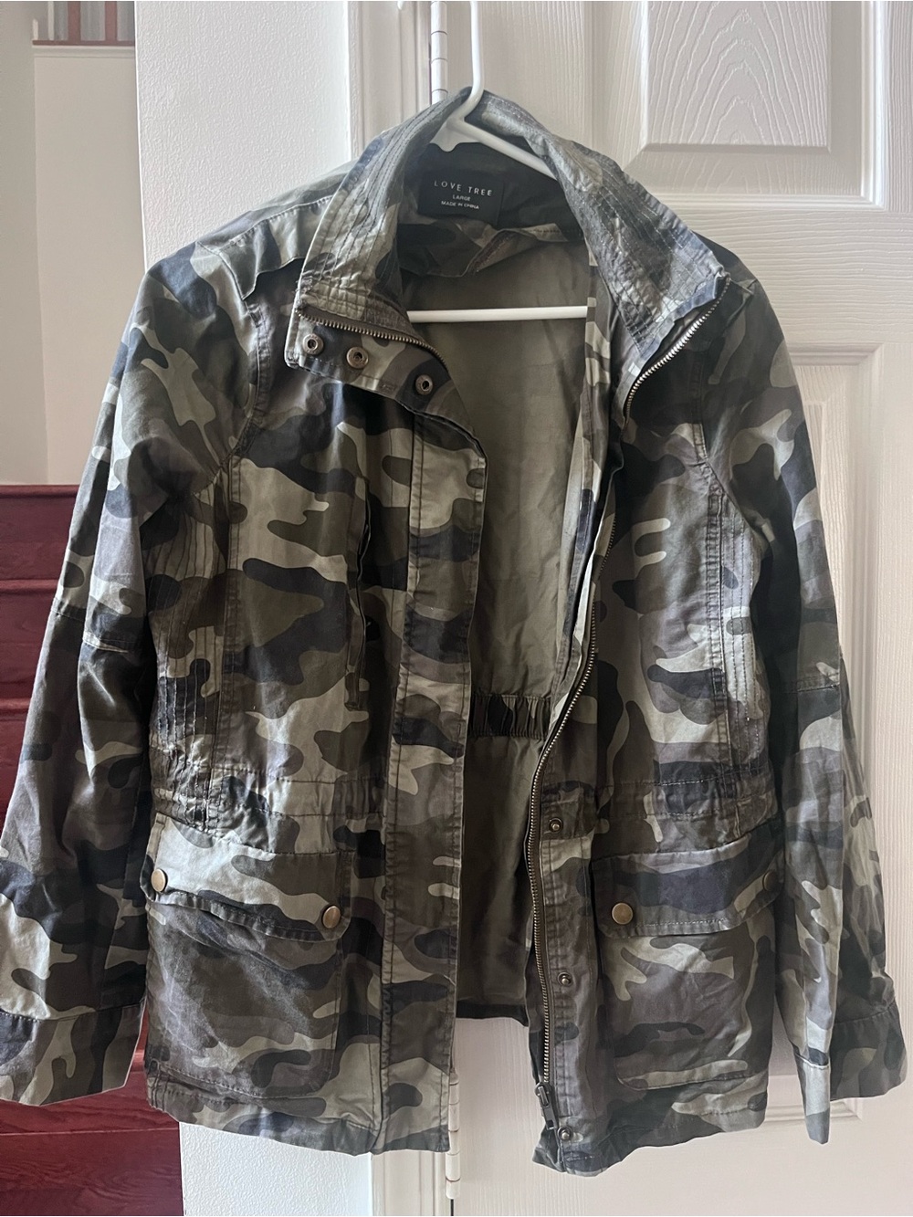 Love Tree Unisex Camouflage Field Jacket in Olive and Dark Green